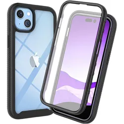 Just in Case Schutzhülle 360 Grad hulle mit Eingebautem Folien (Apple iPhone 15), Smartphone Hülle, Schwarz