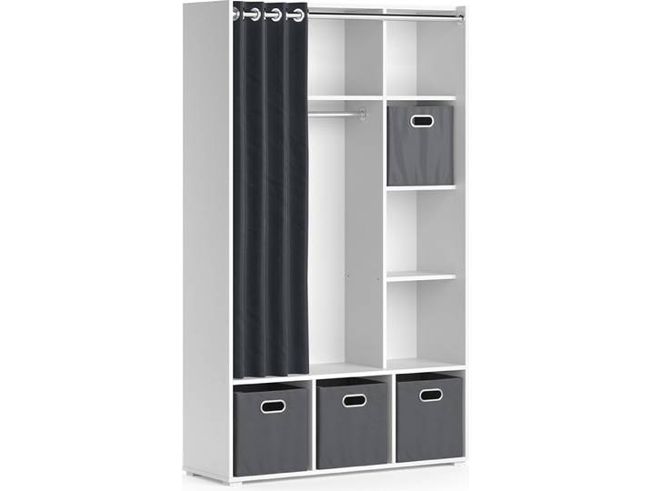 Kleiderschrank Vicco Luigi Weiß 38 x 178.1 cm Mit Faltboxen (grau), Model 40723