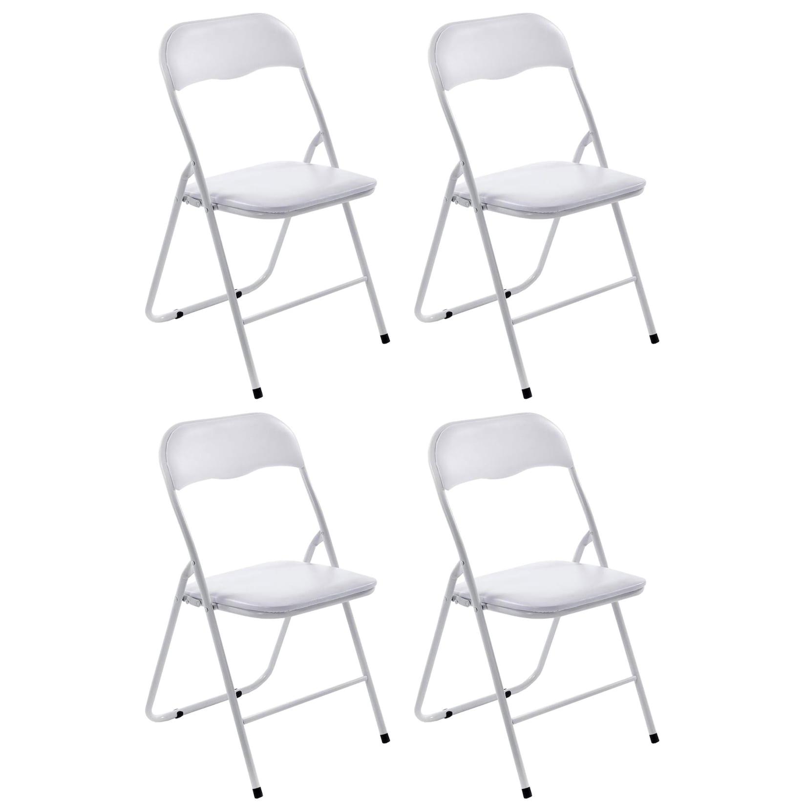 CLP 4er Set Klappstuhl Felix Gepolstert I Küchenstuhl Mit Metallgestell I Kunstleder PVC Sitz Gepolstert I Stühle Klappbar I Campingstühle