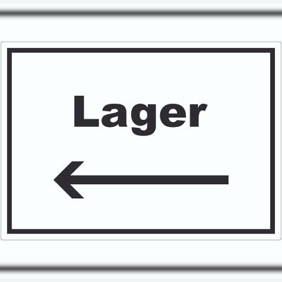 HB-Druck Lager Aufkleber mit Text und Richtungspfeil links Storage Warenlager waagerecht A1 (594x841mm)