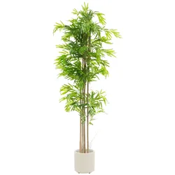 ML-Design – Künstlicher Bambus – 210 cm | Echtholzstamm, im Topf, Kunstpflanze Indoor & Outdoor, wie echt