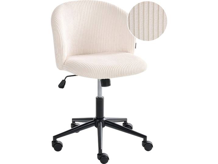 BELIANI Bürostuhl Cremeweiß Cord Drehbar Höhenverstellbar Modernes Design Retro Stil Schreibtischstuhl Computerstuhl für Homeoffice Büro Arbeitsplatz