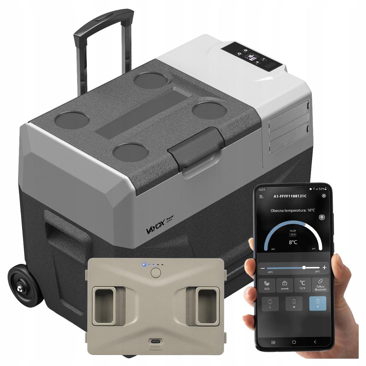 Set Vayox Kühlbox Elektrisch + Batterie VA-T40 Travel Series | 40L 60W | 230V/12V | Schwarz