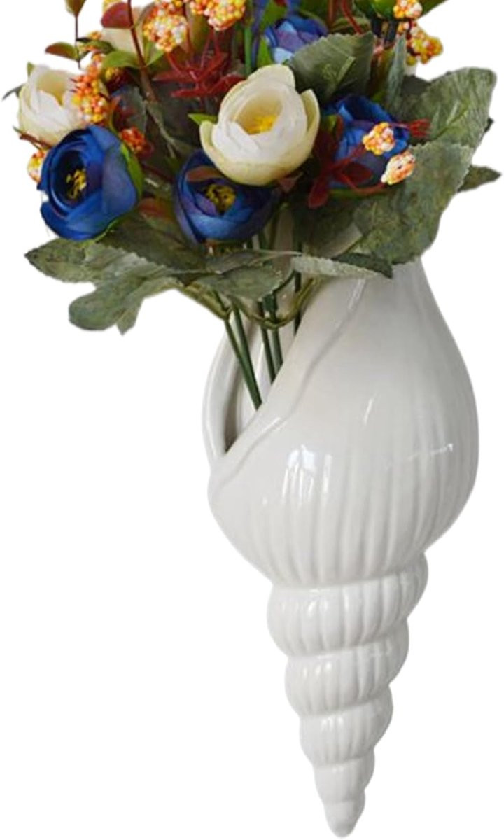 Keramische Muurvaas Schelp - Wit Wanddecoratie