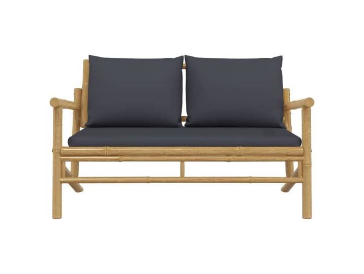 Sales Season Banc de jardin avec coussins - Banquette balcon - SOLOMON - Meuble de Jardin gris foncé bambou C4053110