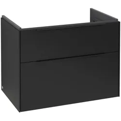 Villeroy & Boch Subway 3.0 Waschbeckenunterschrank, LED-Beleuchtung, 2 Auszüge, 772x576x478mm, C574L1VL, Farbe: Front/Korpus: Volcano Black, Griff: Volcano Black