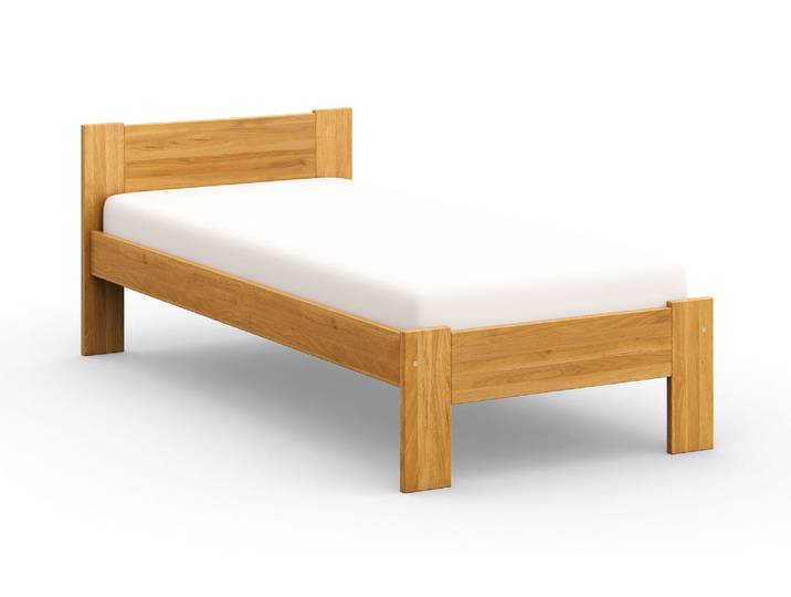 Naturwohnen Massivholzbett 90x200cm Eiche natur geölt Serie Arbor Design und Handwerk perfekt vereint mit bioola® nature veredelt