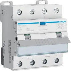 Hager FI-LS-Schalter, Kennlinie B, 16A, 30mA, 4-polig, Typ A - ADX416D
