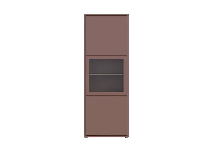 PREISBRECHER Stauraumvitrine ALICE SPRINGS in Terrakotta / Glas - 64,8x179,1x44cm (BxHxT)