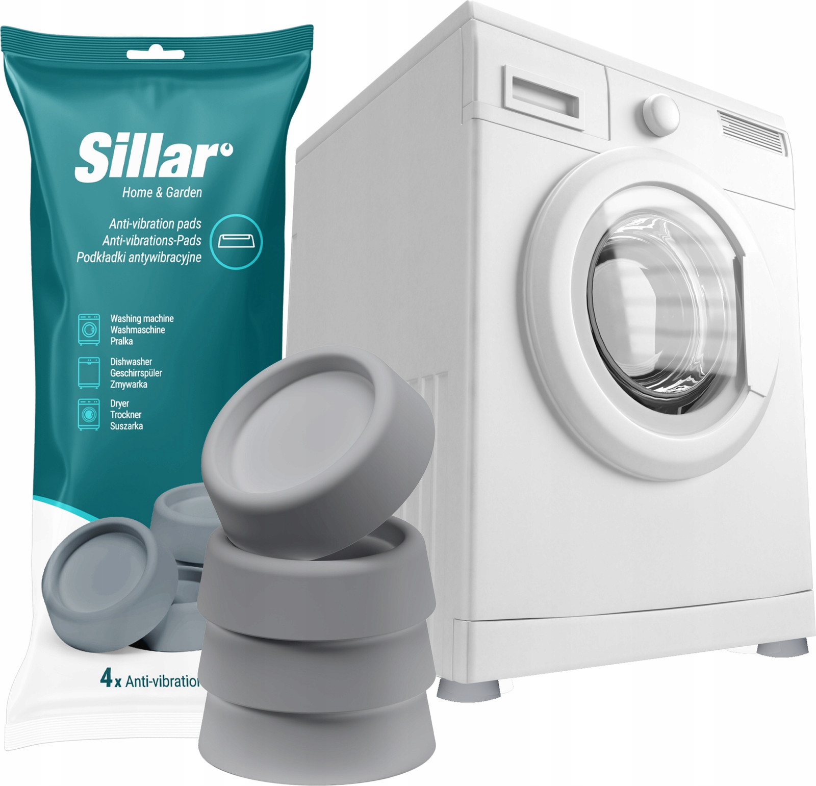 Sillar trillingsdempers, set van 4 – Universele trillingsdempers voor wasmachine en droger