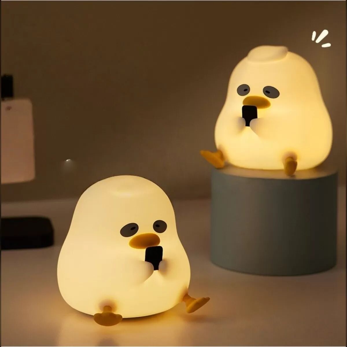 INF Enten-Silikon-Stimmungsnachtlicht — Wiederaufladbares Tippen-zum-Einschalten LED, 3-stufig dimmbar, Soft-Touch