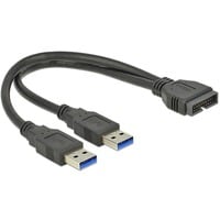 USB 3.2 Gen 1 Adapter, USB Pfostenstecker > 2x USB-A Stecker schwarz