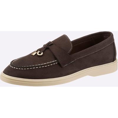 Slipper HEINE, Damen, Gr. 40, Synthetik, braun, Schuhe Slipper