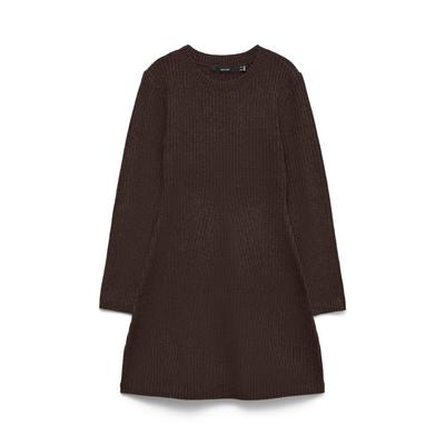 Minikleid VERO MODA "VMJOSANNA LS SHORT DRESS NOOS", Damen, Gr. XL, N-Gr, Langarm, Rippstrick, braun (chocolate torte), Rippstrick, Obermaterial: 98% Polyester, 2% Elasthan, unifarben, regular fit kurz, Rundhals, Kleider Minikleid, Materialmix,...