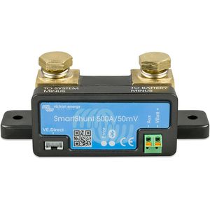 Victron Batteriewächter SmartShunt 500A/50mV, Ringkabelschuhe, 12/24/48V, 500A, mit Bluetooth & Batteriemonitor