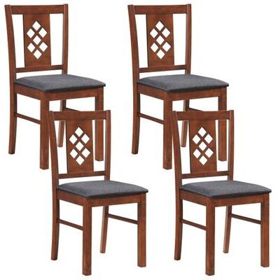 Costway Linen Style Upholstered Kitchen Chairs with Wood Frames Set of 4-Cherry