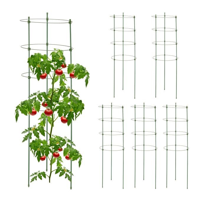 Relaxdays Plantensteun Set van 6, Groen, Hoogte: 90 cm
