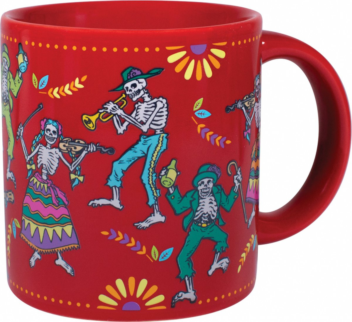 Unemployed Philosophers Guild Magische Mok Day of the Dead met draaiende skeletten