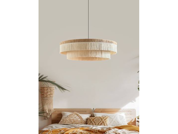 Lampe suspendue en rotin et raphia naturel, lustre à pampilles tissées françaises, luminaire créatif, restaurant, salon, chambre à coucher, hôtel