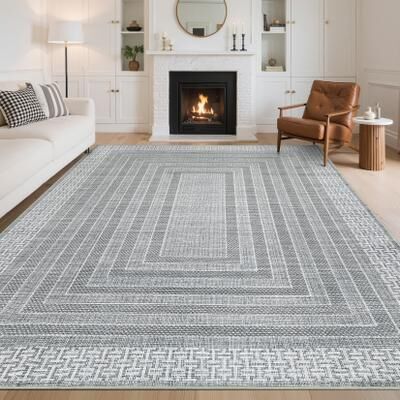 "Garvee Modern 8'x10'Area Rug,Architectural Geometric Low Pile Washable Rug - 2'3"" x 12' Runner"