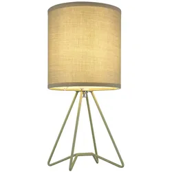 Tischleuchte Textilschirm Nachttischlampe blassgrün Beistellleuchte Modern, Metall, E14 Fassung, DxH 16x34,5 cm