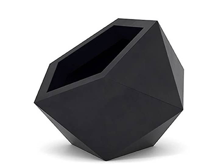 FORVEGA, Dione, Asymmetrischer Topf, Langlebig, Frost- und UV-beständig, Polnisches Produkt, Polyethylen, Schwarz, 53x56 cm