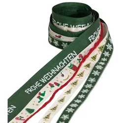 Bänderpaket "Weihnachten", grün-rot, 2–25 mm, 5x 2 m