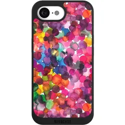 Nivocase Handyhülle für Apple iPhone 17e Hülle NIVOpure Case Schwarz Punkte Wasserfarbe bunt (Apple iPhone 17e), Smartphone Hülle, Schwarz