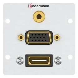 Kindermann 7444000586 HDMI + VGA + 3.5mm Aluminium Steckdose (Video Switch), Video Converter