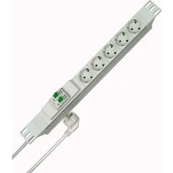 Kopp 931504015 PROFIversal 5-fach, Steckdosenleiste in Schutzkontakt-Ausführung, mit Leitungsschutzschalter (B, 16A, 2-polig), 19”, 2m Zuleitung  - 20 Stück