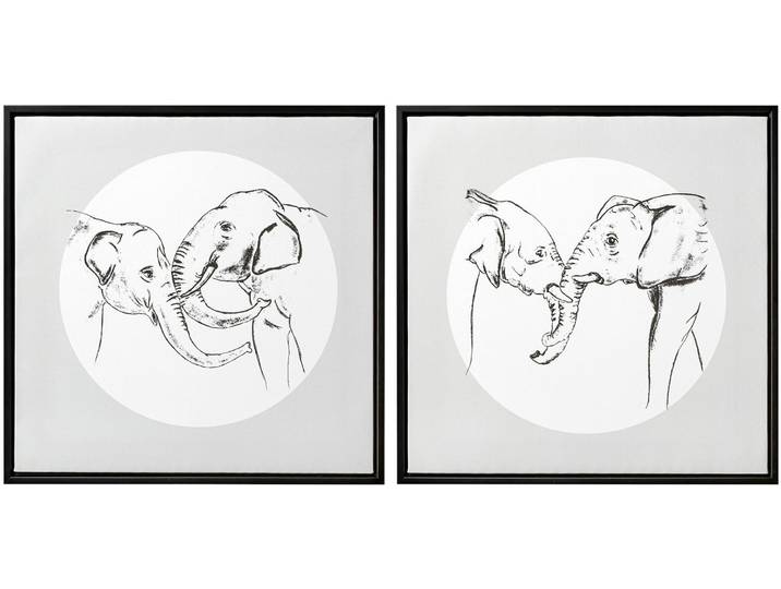Bild mit Rahmen CREATIV HOME Deko-Bild Elephants , farbe rahmen: schwarz, farbe bild(er): grau, B:40cm H:40cm T:2,5cm, Bilder, Bild mit Rahmen, in quadratischer Ausführung