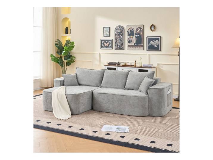 i@home Ecksofa Ecksofa, Keine Montage erforderlich, modulares Sofa, 262 cm breit, Set 1 Teile, L-Form Ecksofa, ohne Montage, modulares Sofa in Grau Chenille