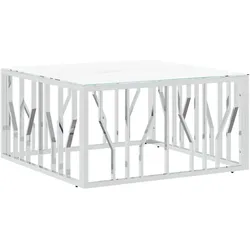 vidaXL Couchtisch Silbern 80x80x40 cm Edelstahl und Glas