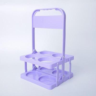 Inspired Deals Collapsible 4 Bottle Drink Carrier With Handle Portable Bottle Carrier For Beer, Soda & Wine light Purple