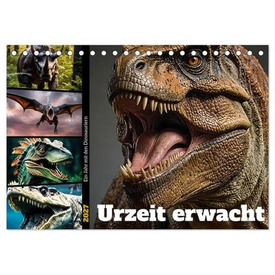 Urzeit erwacht - Ein Jahr mit den Dinosauriern (Tischkalender 2027 DIN A5 quer), CALVENDO Monatskalender
