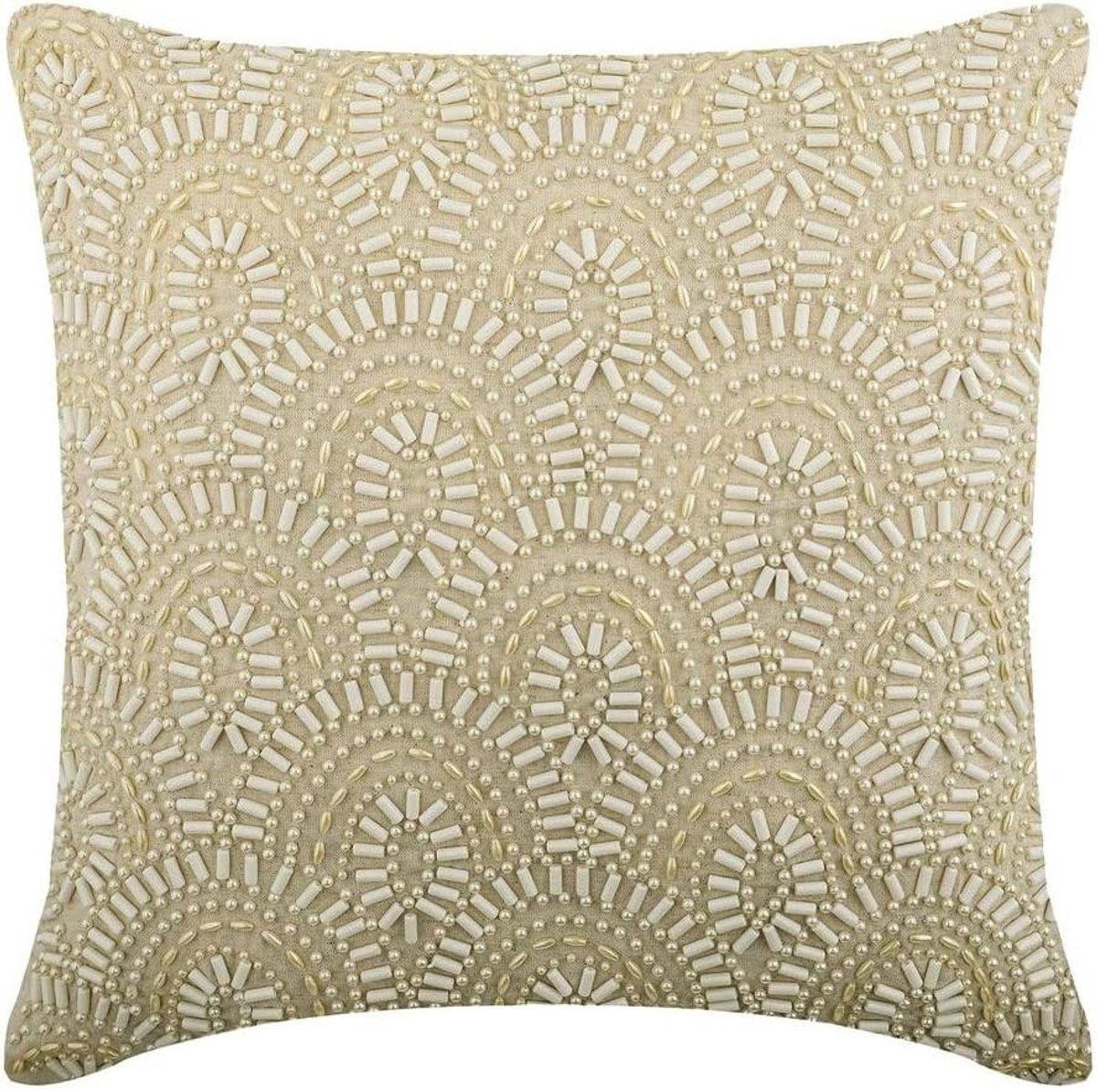 Handgemaakte beige linnen decoratieve sierkussens - 35 x 35 cm