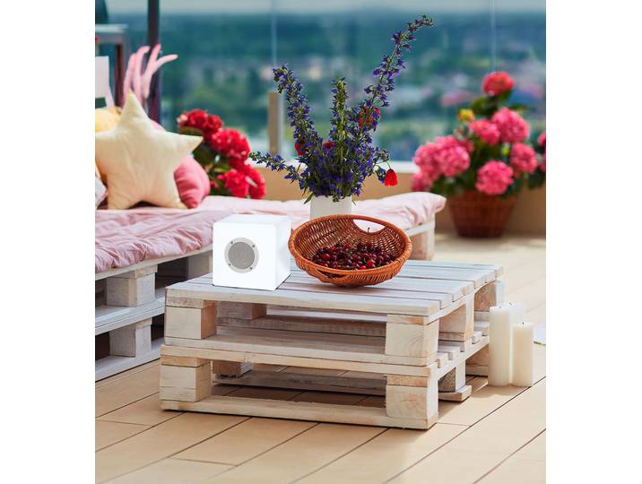 Enceinte LED/Bluetooth Cube 20 x 20 x 20cm Blanc Aluminium verni Plastique ABS LED non-remplaçables Module LED