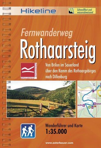 Esterbauer - Hikeline Fernwanderweg Rothaarsteig 160 km: Von Brilon im Sauerland über den Kamm des Rothaargebirges nach Dillenburg. Wanderführer und Karte 1 :35.000, wetterfest - Preis vom 11.10.2026 15:43:13 h
