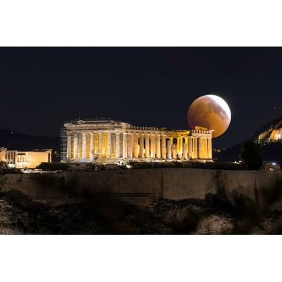Fototapete PAPERMOON "Alte Ruine mit Mond", bunt, B:3m L:2,23m, Vlies, Tapeten