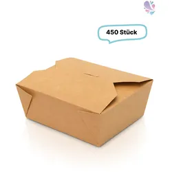 Lunch-Box 750ml 450 Stk, to go, take away, biologisch abbaubar, natürliches Design, weiße Innenschicht