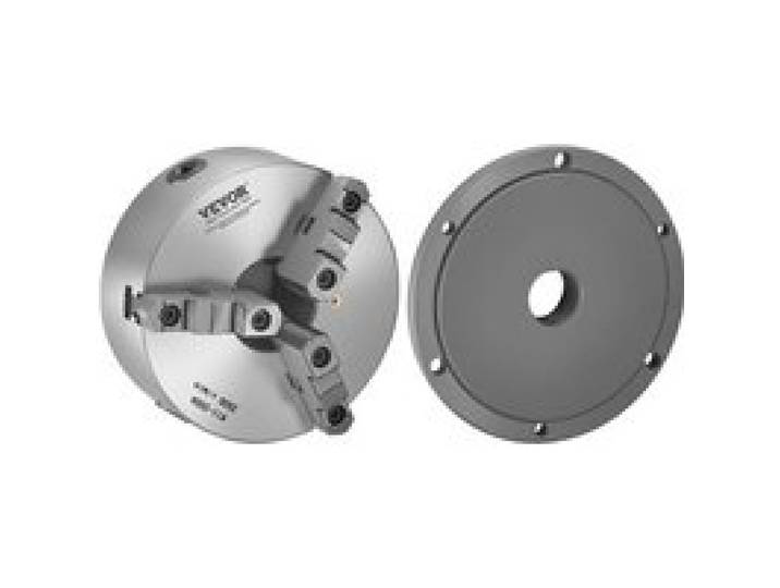 VEVOR 3-klauwplaat, φ200 mm, klauwplaat met 57,15 mm 8-draads steunplaat, klembereik 4-200 mm met T-sleutelschroeven, materiaal HT300, voor hout-/metaaldraaibanken