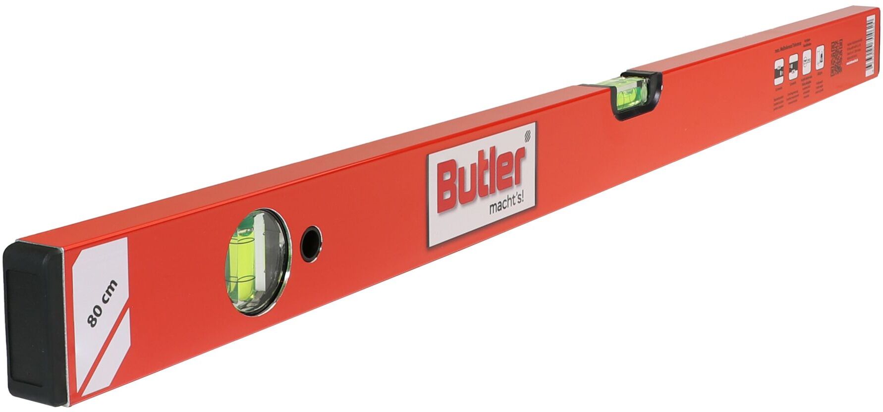 SOLA Butler macht's! Wasserwaage aus Leichtmetall, eine horizontale, eine vertikale Libelle, Länge 80 cm