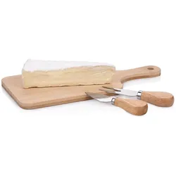 alpina Käsebrett Mit Besteck 28,5x18cm, Schneidebrett, Braun, Silber
