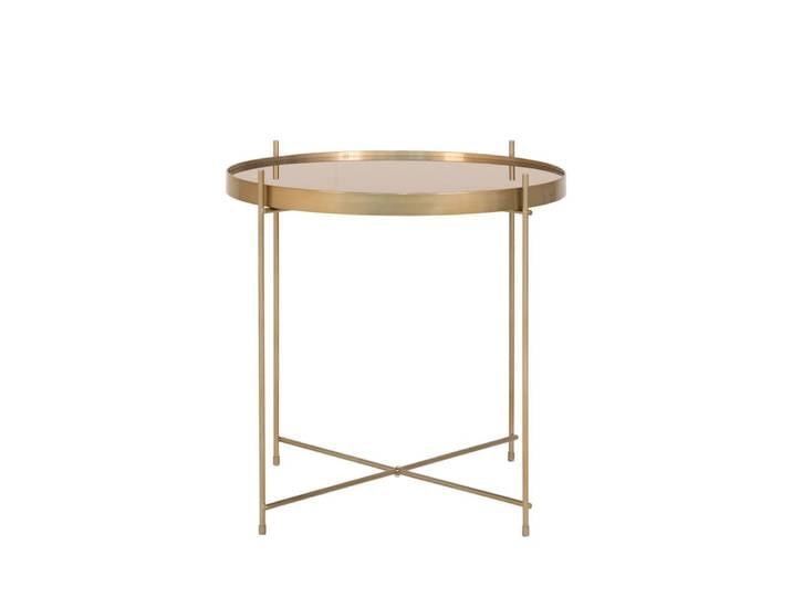 Table basse en verre et métal ø48xh48cm - laiton