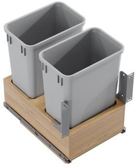 "Dowell Trash Can Pull Out Set - 18"" Wide w/Wood Base"