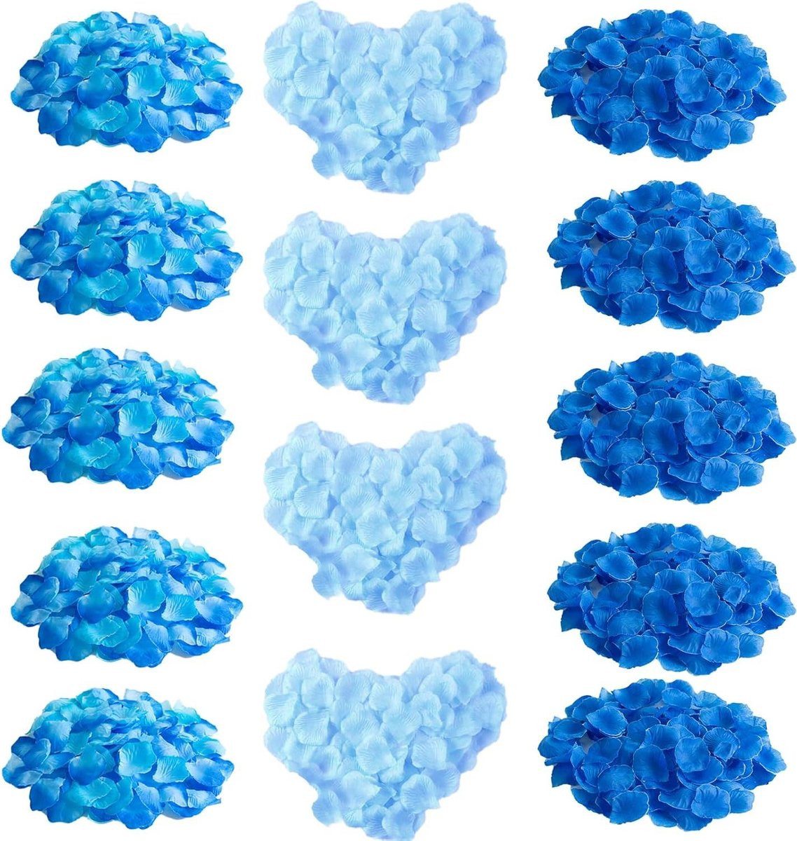 3000 stuks zijden rozenblaadjes voor decoratie in blauw en wit