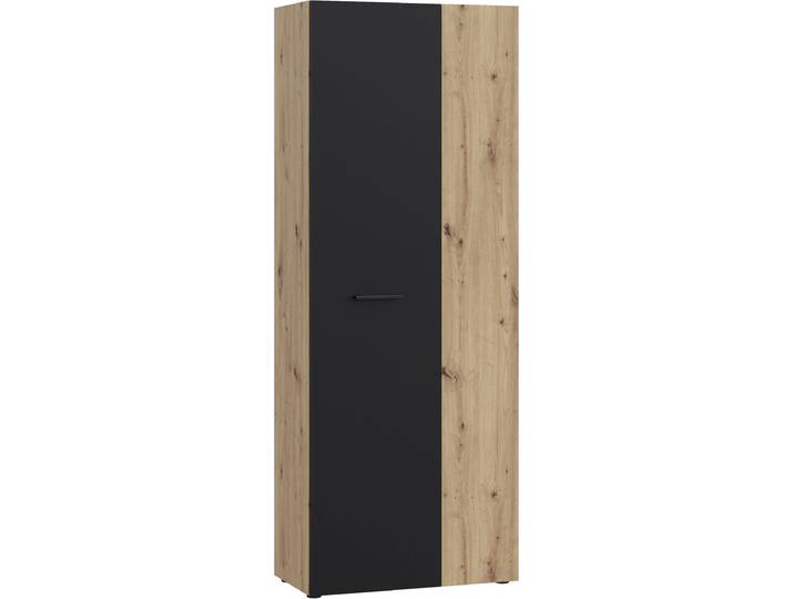 Mehrzweckschrank FORTE NET306 , schwarz (artisan eiche, schwarz), B:68,7cm H:181,1cm T:36,5cm, Holzwerkstoff, Schränke, Mehrzweckschrank, Mehrzweckschrank, inklusive Einlegböden, verschiedene Dekore