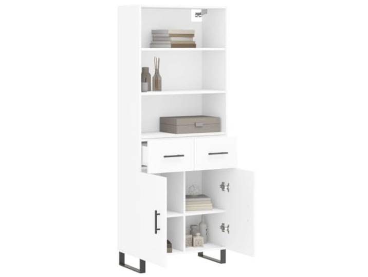 KTHLBRH Anrichte weiß 69,5 x 34 x 180 cm Holz mehrschichtig Metallfüße, großer Stauraum, Montage erforderlich, Schrank mit Türen