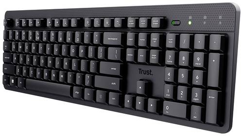 Trust ODY II Bluetooth Tastatur Deutsch, QWERTZ Schwarz mit numerischer Tastatur