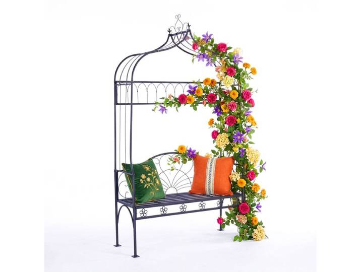 Relaxdays Rosenbogen mit Gartenbank